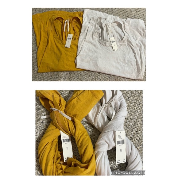 Anthropologie Twist Back Halter Tank Set Of TWO Yellow & White NWT SZ XL - Picture 10 of 14